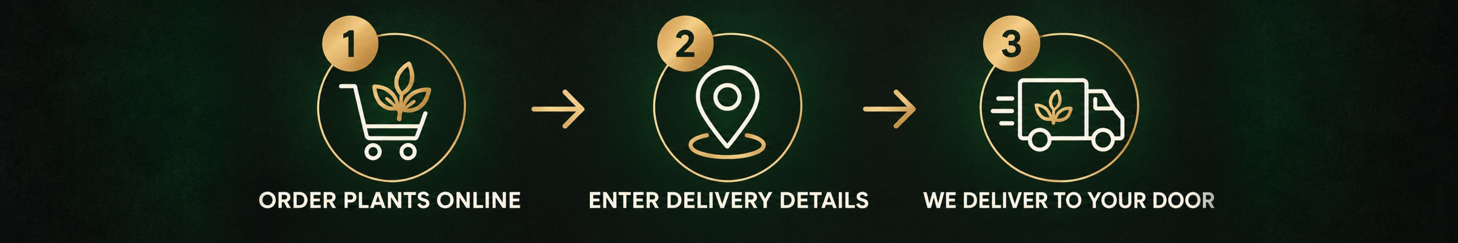 How it works: 1, order plants online. 2, enter delivery details. 3, we deliver to your door.
